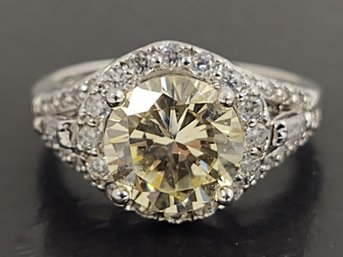 STUNNING STERLING SILVER YELLOW CZ HALOW RING
