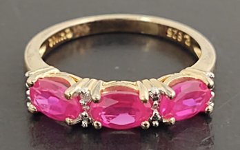 BEAUTIFUL ROSE GOLD OVER STERLING SILVER PINK SAPPHIRE RING