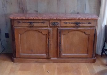 Beautiful Antique Marble Top Sideboard - Brimming With Hearty Wood Furniture Of Ages Gone By!