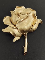 VINTAGE SIGNED TRIFARI ROSE FLOWER BROOCH