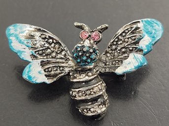 VINTAGE RHINESTONE & ENAMEL BEE BROOCH