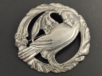 VINTAGE SILVER PLATED GEORG JENSEN STYLE BIRD BROOCH