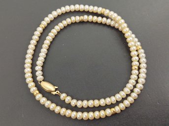 BEAUTIFUL VINTAGE 14K GOLD 5mm PEARL NECKLACE