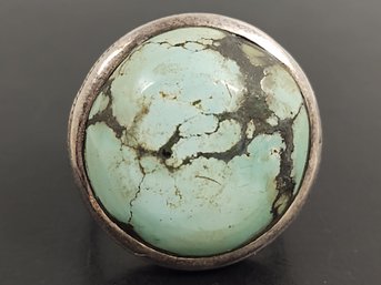 VINTAGE SOUTHWESTERN STYLE STERLING SILVER TURQUOISE CABOCHON RING