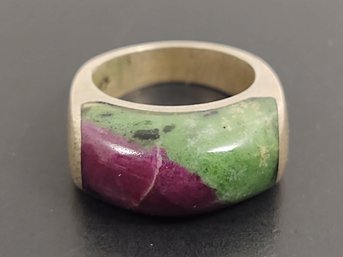 VINTAGE MEXICO STERLING SILVER RUBY ZOISITE RING