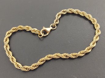 VINTAGE GOLD OVER STERLING SILVER TWISTED ROPE CHAIN BRACELET