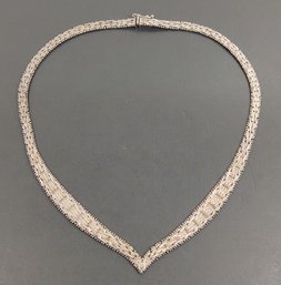 VINTAGE STERLING SILVER FANCY LINK COLLAR STYLE NECLACE
