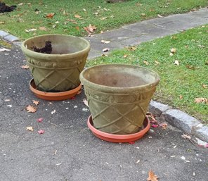 Pair Of  Outdoor Planters Made Of Composite Material