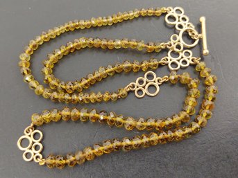 BEAUTIFUL 14K GOLD FACETED TOURMALINE BEADS NECKLACE