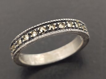 VINTAGE STERLING SILVER MARCASITE ETERNITY BAND RING