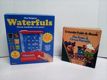 Brand New Waterfuls Handheld Water Game & Crayola Fold-A-Book Color & Recolor Storybook 212/E4