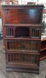 Rare Antique Oak 6- Section Globe- Wernicke D 12 1/4 Barrister Bookcase With Leaded Glass & Galleries  BW / SR