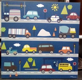 Oopsy Daisy Fine Art For Kids - Trucking Along - Printed Canvas - Artist Vicky Barone  RC/WA-D