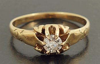 ANTIQUE VICTORIAN 14K GOLD 0.21ct DIAMOND ENGAGEMENT RING