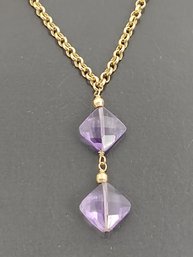 STUNNING 14K GOLD FACETED AMETHYST DROP NECKLACE