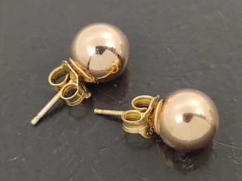 VINTAGE 14K ROSE GOLD BALL STUD EARRINGS