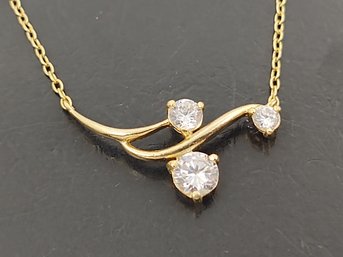 BEAUTIFUL GOLD OVER STERLING SILVER CZ NECKLACE