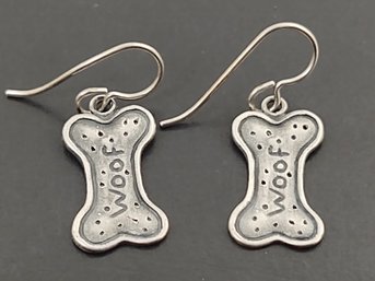 DESIGNER ROBINWOOD STERLING SILVER DOG BONE EARRINGS