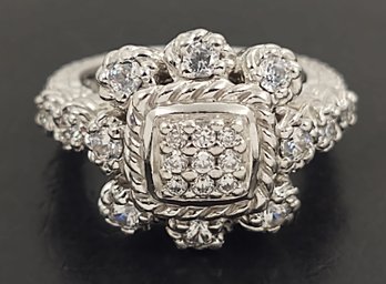 BEAUTIFUL DESIGNER JUDITH RIPKA STERLING SILVER CZ CLUSTER RING