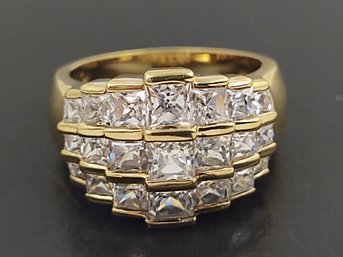 BEAUTIFUL GOLD OVER STERLING SILVER CZ RING