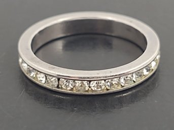 BEAUTIFUL STERLING SILVER CHANNEL SET CZ ETERNITY BAND RING