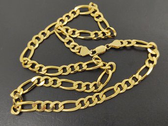 GOLD OVER STERLING SILVER 7mm FIGARO LINK CHIAN NECKLACE