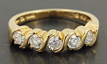 GOLD OVER STERLING SILVER CZ 5 STONE RING