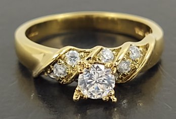 GOLD OVER STERLING SILVER CZ ENGAGEMENT RING