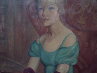 BEAUTIFUL FRAMED VINTAGE OIL ON CANVAS PORTRAIT PAINTING OF A YOUNG WOMAN