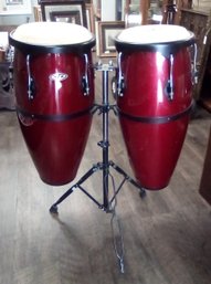 Set Of Cosmic Percussion Red Congas On Stand    57/SR