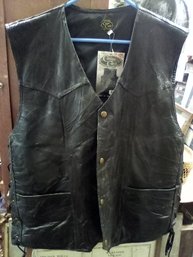 New Genuine Leather XXL Vest - Front Pockets & Lined -  From Canyon Creek - Side Cord Lacing 212/SideA1