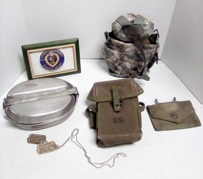 Purple Heart Patch, Canteen In Camo Bag, Ammo/small Arms  Pouches, Metal Meal Gear, Dog Tags 212/TAC3
