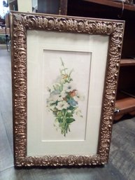 Decorative Gold Colored Wood Frame With Flowers Print                PD/WA-B