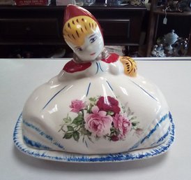 Vintage & Rare Little Red Riding Hood 1940s Hull Pottery Butter Dish & Lid CKK/D4