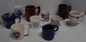 Collection Of 10 Vintage Coffee Mugs - Mystic Aquarium, Borden's Elsie, Wood, Floral, Pottery & More Multi/c4