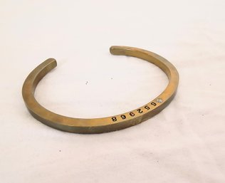 Brass Cuff With Diamond Repurposed From Gun Ammunition