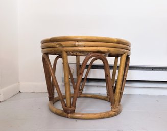 Vintage Bamboo / Rattan End Table Or Small Bench