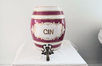 Vintage Ceramic Keg Marked Gin - One Of Two Similar In This Sale