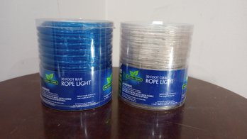 Two New Boxes Of 30 Foot Clear And Blue Rope Lights