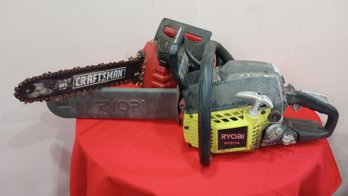 Two Chainsaws- Ryobi RY3714 And Craftsman