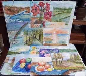 20 Original Watercolor Art Pictures One Or More Signed By Artist, Jean Carrozza  DC/WA-D