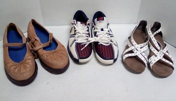 Ladies 9-1/2 Sized Ralph Lauren Tennis, Aerosoles Studded White Leather Sandals, Dr. Comfort Leather JohB/E5