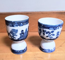 Two Vintage Blue Willow Egg Cups
