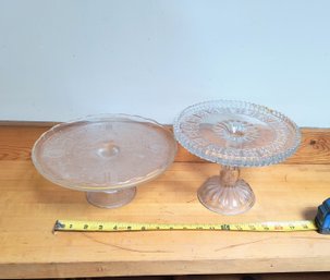 Two Early 20th Century Pair Of Pressed Glass Cake Platters