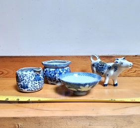Grouping Of Antique And Vintage Blue And White Ceramic Pieces