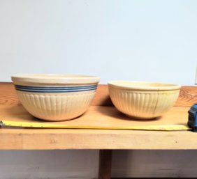 Two Vintage Yellow Ware Bowls