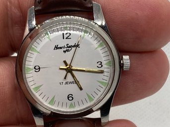 Vintage HENRI SANDOZ SWITZERLAND Men's Mechanical Watch- 17 Jewel Movement- Run Well