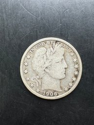 1906 Barber Silver Half Dollar