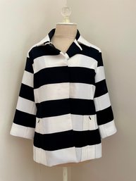 Black & White Stripe Wide Collar Jacket, Size M