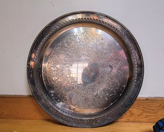 Antique Round Silver Plated Serving Platter/plate